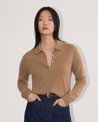 womens-cashmere-classic-sweater-polo-tigers-eye | primary