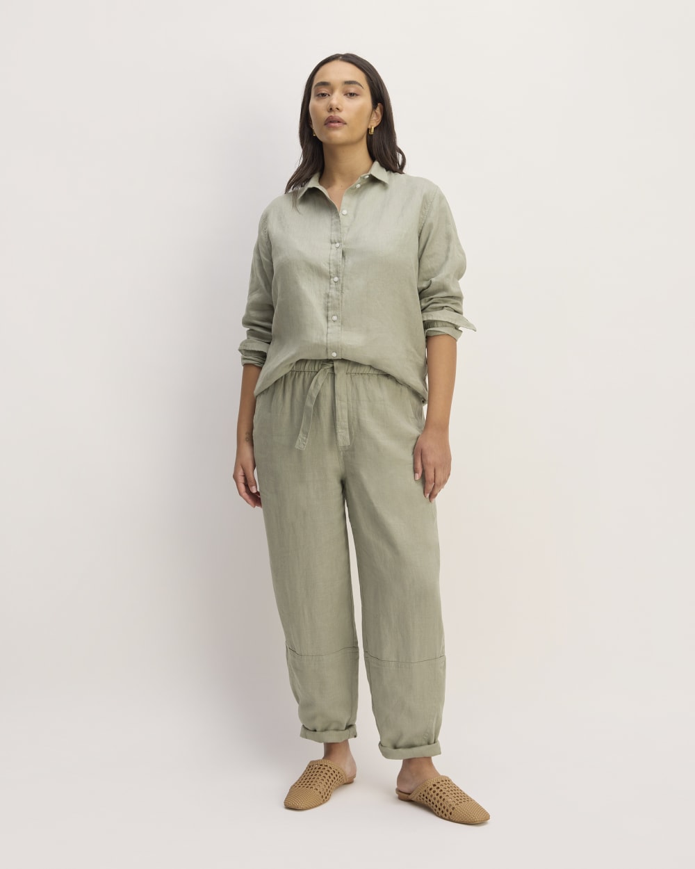 womens-linen-pull-on-barrel-pant-sage-green | primary