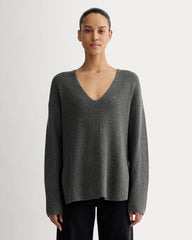 womens-slouchy-v-neck-cotton-heathered-charcoal | primary