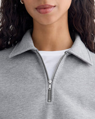 womens-luxe-fleece-zip-polo-vintage-heather-grey