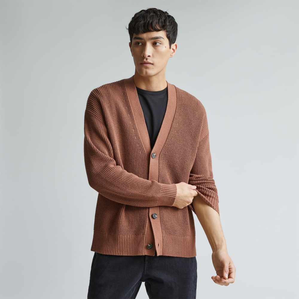 mens-no-sweat-ribbed-cardigan-cocoa-brown | primary