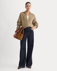 womens-full-zip-sweater-everyday-cotton-dark-heathered-camel