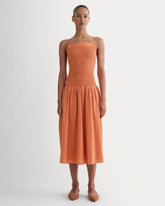 womens-gauze-open-back-dress-soft-orange | primary