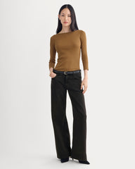 womens-luxe-rib-3-4-sleeve-boatneck-tee-toffee