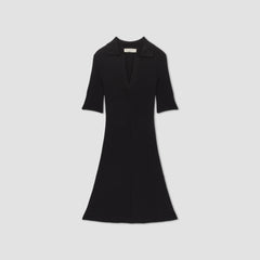 womens-ribbed-short-sleeve-polo-dress-black | alt