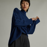 womens-recashmere-oversized-turtleneck-navy-bone | primary