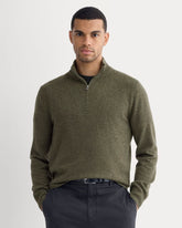 mens-cashmere-quarter-zip-sweater-hthr-army-green | primary
