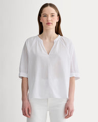womens-gauze-gathered-top-white | primary
