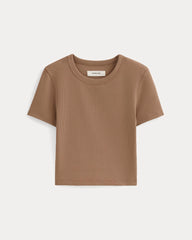 womens-cropped-short-sleeve-rib-tee-mocha | alt