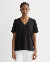 womens-slouchy-v-tee-cotton-linen-black | primary