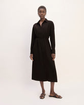 womens-mini-jacquard-stripe-shirt-dress-black | primary