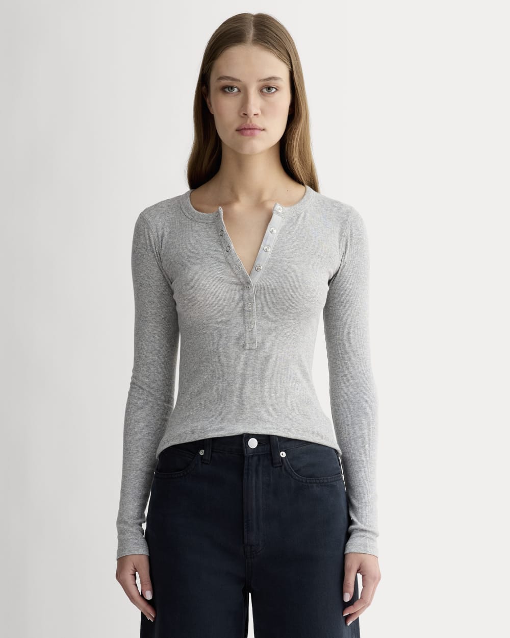 womens-pima-rib-long-sleeve-henley-heathered-grey | primary