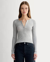 womens-pima-rib-long-sleeve-henley-heathered-grey | primary