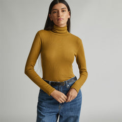 womens-supima-rib-turtleneck-tapenade | primary