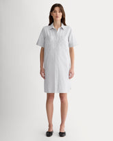 womens-oxford-short-sleeve-shirt-dress-charcoal-white | primary