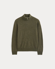 mens-cashmere-quarter-zip-sweater-hthr-army-green | alt