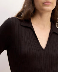 womens-rib-soft-knit-open-collar-polo-black