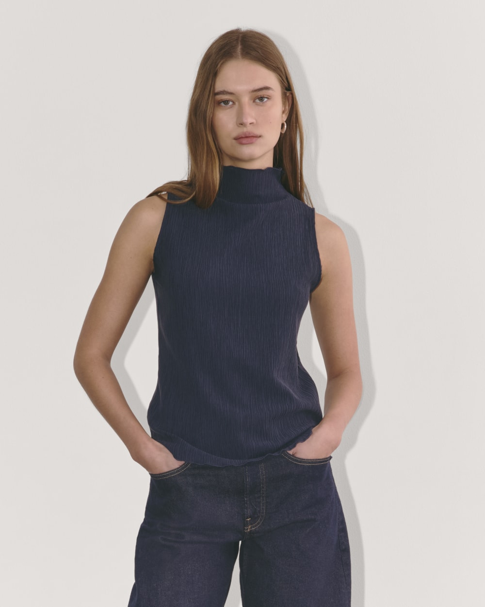 womens-crinkle-tank-navy | primary