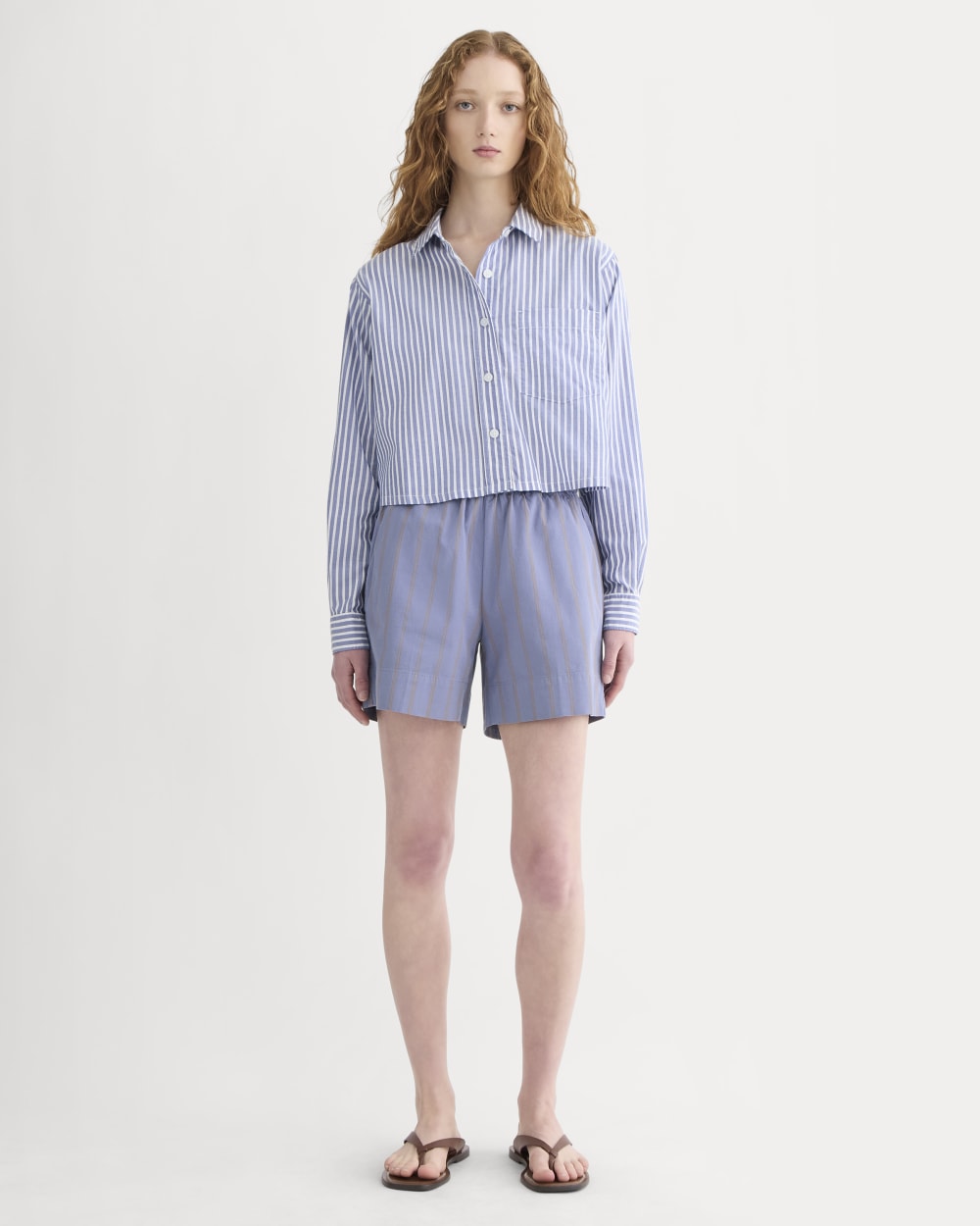 womens-easy-chino-long-short-mocha-stripe | primary