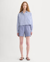 womens-easy-chino-long-short-mocha-stripe | primary