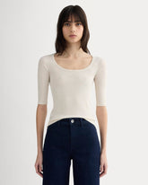 womens-luxe-supima-micro-rib-scoop-neck-heathered-oat | primary