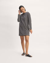 womens-organic-cotton-striped-tee-dress-black-bone | primary