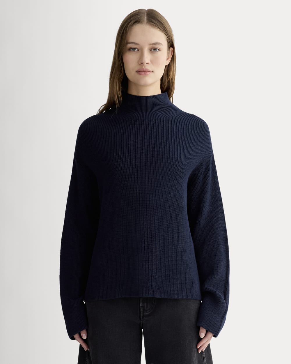 womens-slouchy-funnel-neck-cotton-navy | primary