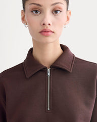 womens-luxe-fleece-zip-polo-dark-chocolate