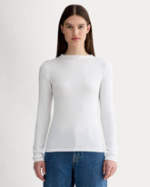 womens-luxe-rib-funnel-neck-tee-white | primary