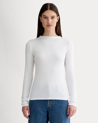 womens-luxe-rib-funnel-neck-tee-white | primary