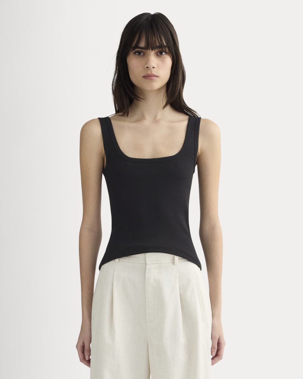 womens-luxe-rib-square-neck-tank-black | primary