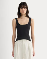womens-luxe-rib-square-neck-tank-black | primary