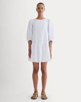 womens-gauze-puff-sleeve-mini-dress-white | primary