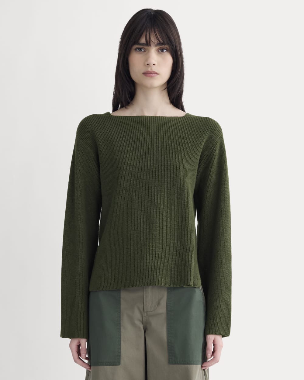 womens-boatneck-top-in-everyday-cotton-dark-green | primary