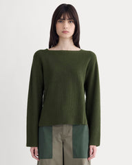 womens-boatneck-top-in-everyday-cotton-dark-green | primary
