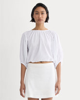 womens-gauze-puff-sleeve-top-white | primary