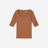 womens-pima-micro-rib-scoop-neck-tawny-brown | alt