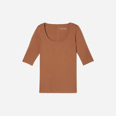 womens-pima-micro-rib-scoop-neck-tawny-brown | alt