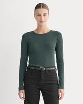 womens-supima-rib-long-sleeve-crew-heathered-dark-sea | primary