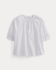 womens-gauze-gathered-top-white | alt