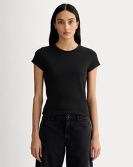 womens-pointelle-short-sleeve-tee-black | primary