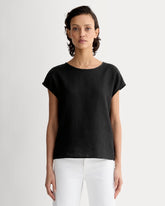womens-linen-short-sleeve-crew-tee-black | primary