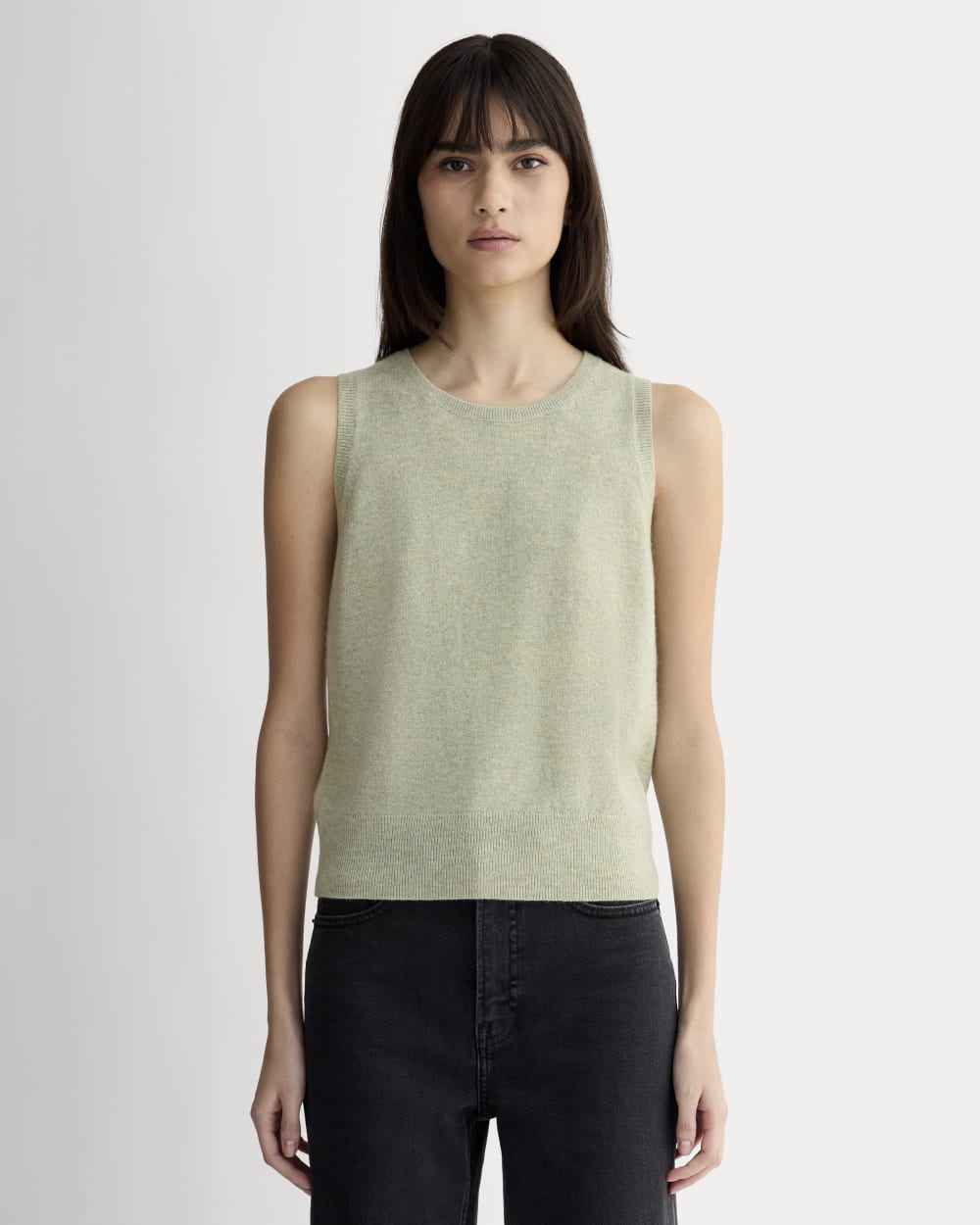 womens-cashmere-classic-sweater-tank-light-heathered-moss | primary
