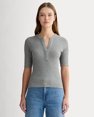 womens-rib-knit-short-sleeve-henley-mid-heather-grey | primary