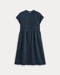 womens-linen-workwear-midi-dress-navy | alt