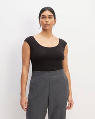 womens-supima-form-cap-sleeve-tee-black | primary