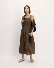 womens-gauze-smock-dress-cocoa-black | primary