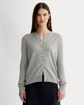 womens-cashmere-classic-crew-cardigan-light-heather-grey | primary