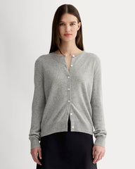womens-cashmere-classic-crew-cardigan-light-heather-grey | primary