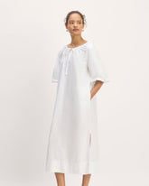 womens-supima-puff-sleeve-dress-white | primary